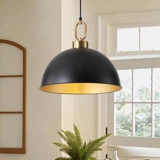 Starsky 1-light Mid-century Modern Industrial Farmhouse Black Dome Single Pendant Light