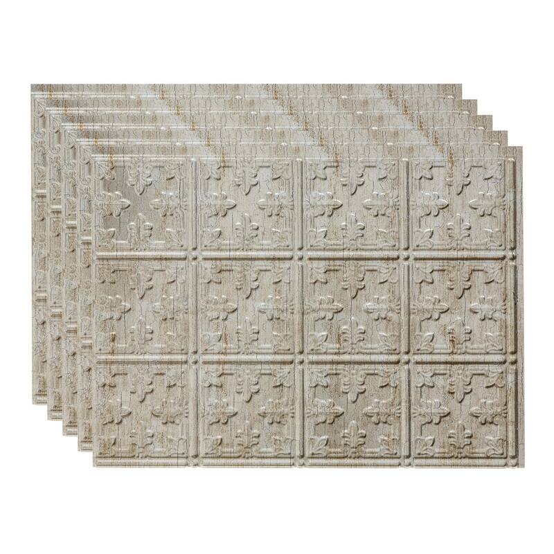 FASÄDE Traditional Style 10 Decorative Vinyl Backsplash Panel - 5 Pack - Vintage Metal
