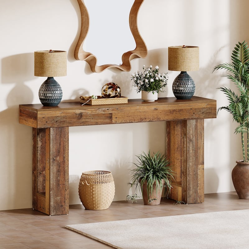 Farmhouse Console Table, 63-Inch Long Narrow Sofa Table Behind The Couch