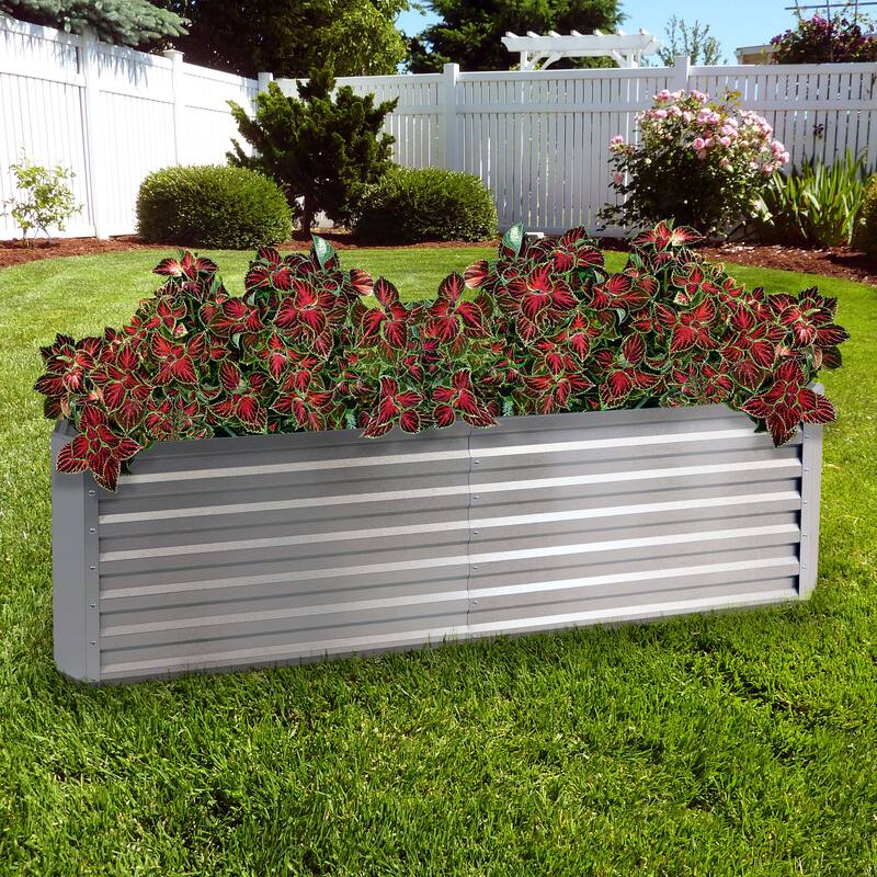 Sunnydaze Galvalume Steel Raised Garden Bed - 71" Rectangle - Silver