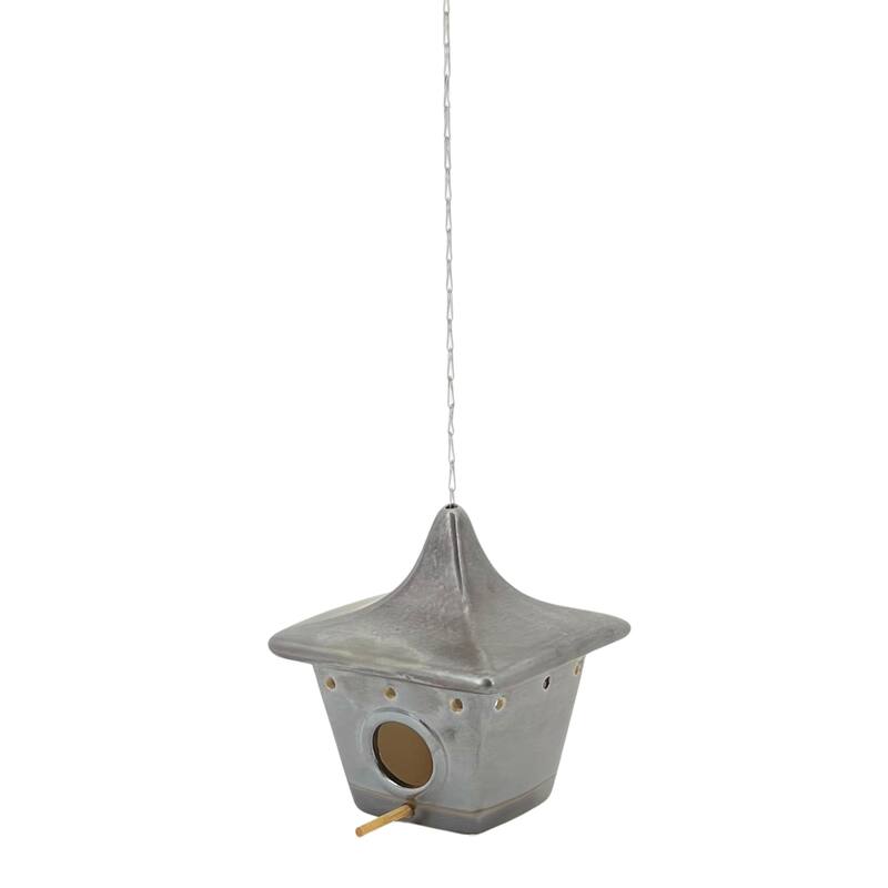 Ceramic 9-Inch Square Pagoda Birdhouse