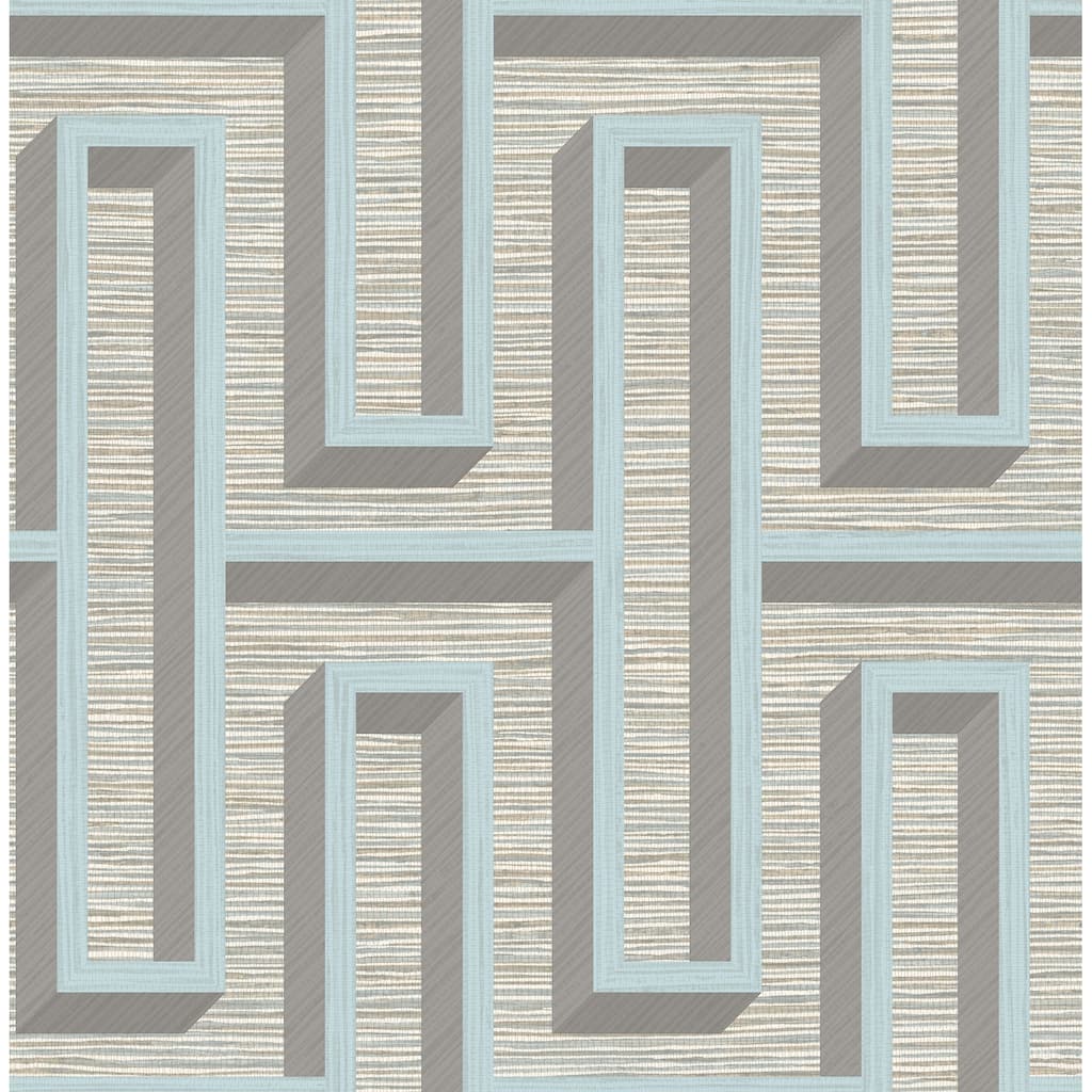 Advantage Henley Light Blue Geometric Grasscloth Wallpaper