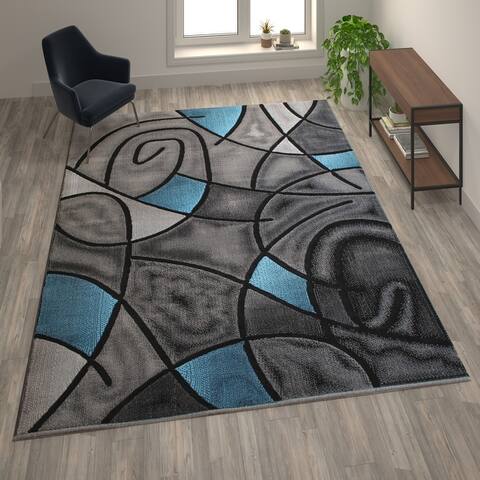 Modern Olefin Accent Area Rug - Abstract Pattern