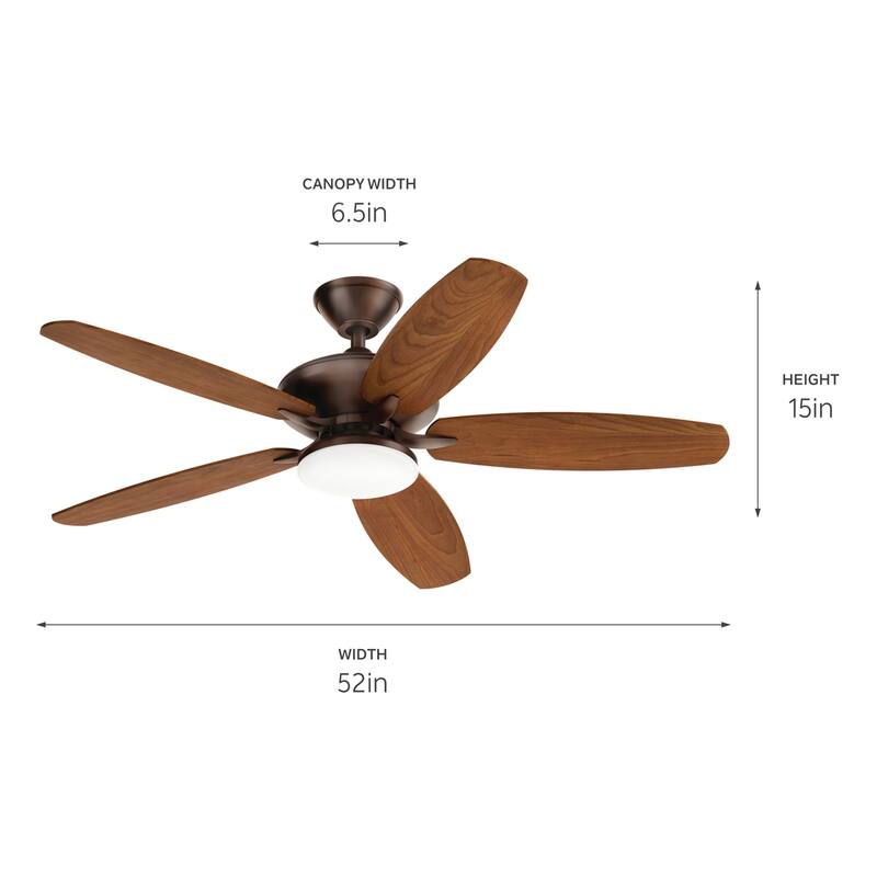 Kichler Renew Designer 52 inch LED Ceiling Fan Satin Natural Bronze with Reversible Blades