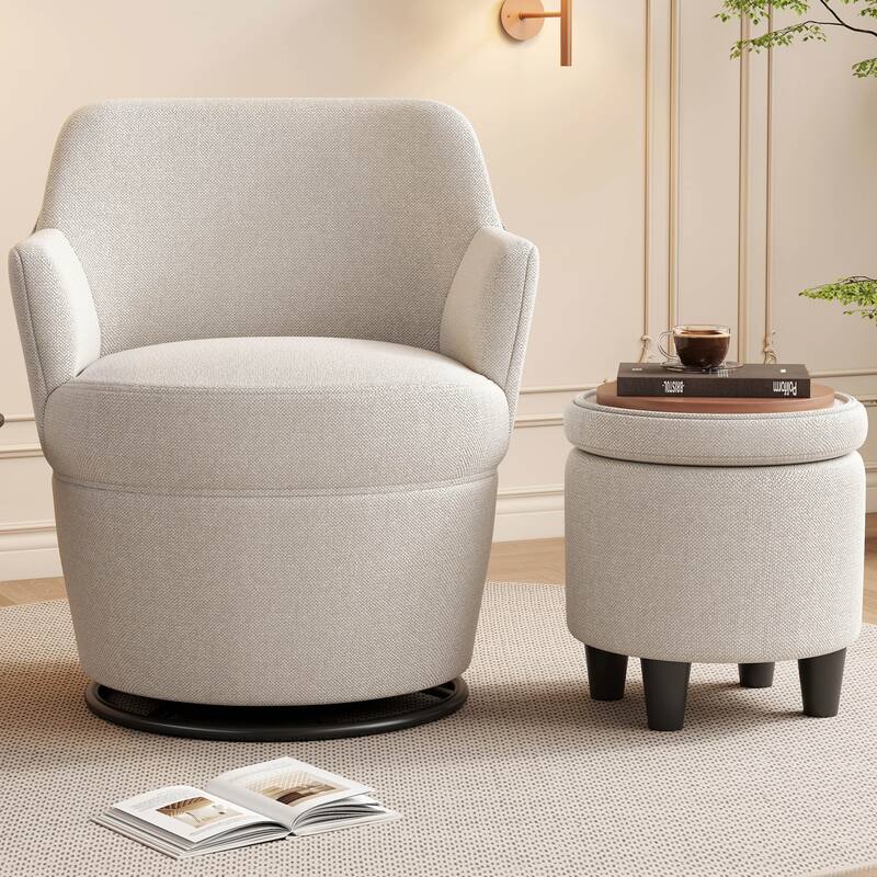 Swivel Accent Chair with Ottoman