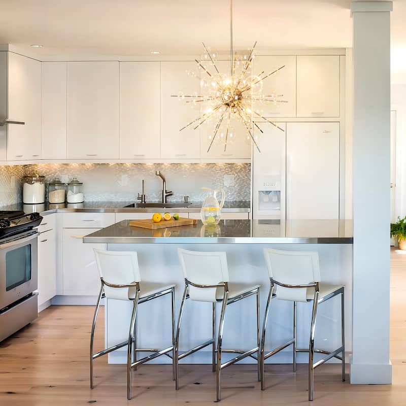 6-Light Modern Glam Linear Sputnik Clear Glass Globe Bubble Chandelier Cluster Starburst Pendant Island Light