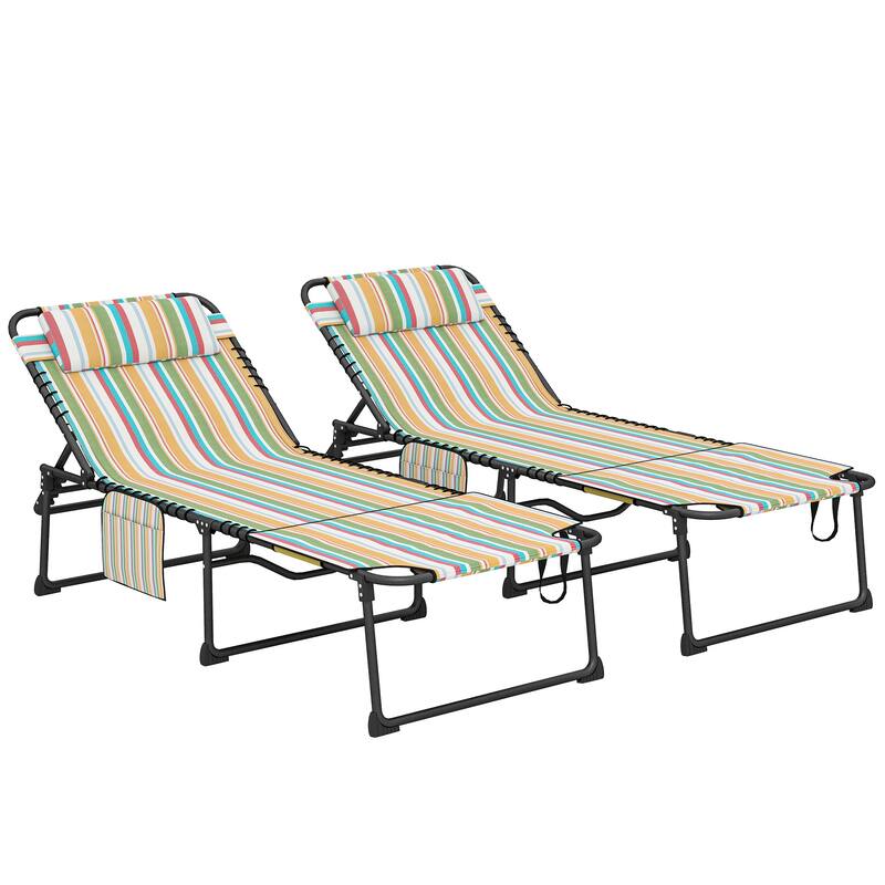 ,Outsunny Folding Chaise Lounge with 5-level Reclining Back, Outdoor Tanning Chair with Reading Face Hole