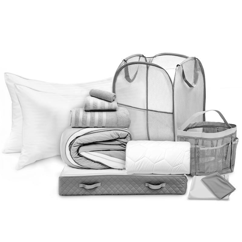 Empyrean Back to College Kit with Ice Pillow/ Down Alternative Pillow - Grey - Complete Kit with Down Alternative Pillows