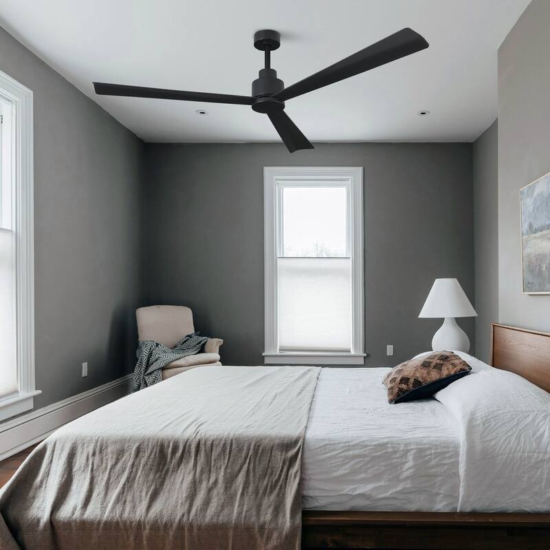 52-in Matte Black Industrial Reversible DC Motor Ceiling Fan without Light
