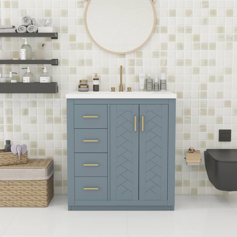 30" Bathroom Vanity with Ceramic Sink
