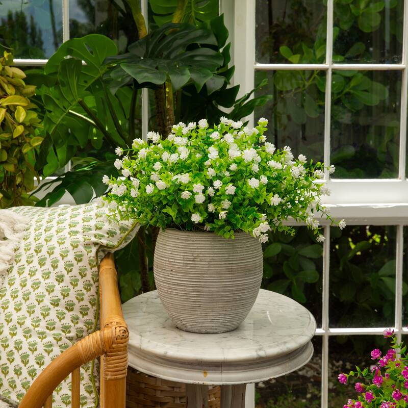 14-in UV Resistant Artificial Flowering Mini Rose Bush - Set of 12