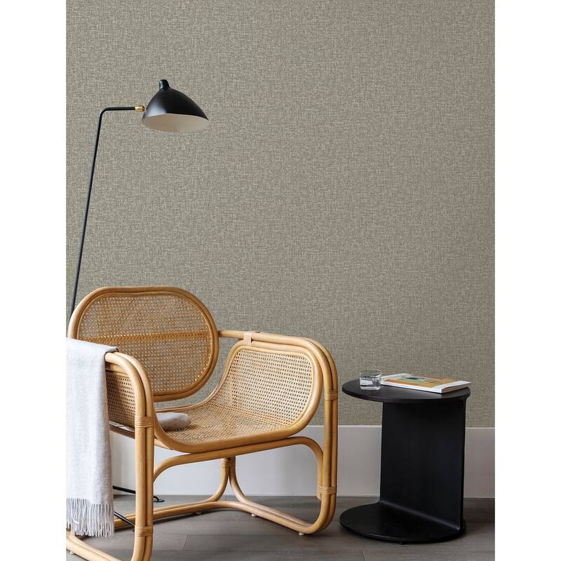 Advantage Larimore Light Brown Faux Fabric Wallpaper