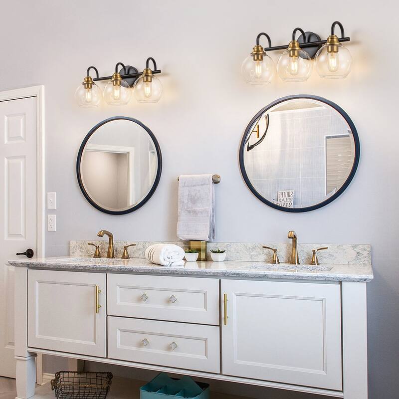 Starsky 3-Lights 20in. Dimmable Bathroom Vanity Light with Glass Globe Shade