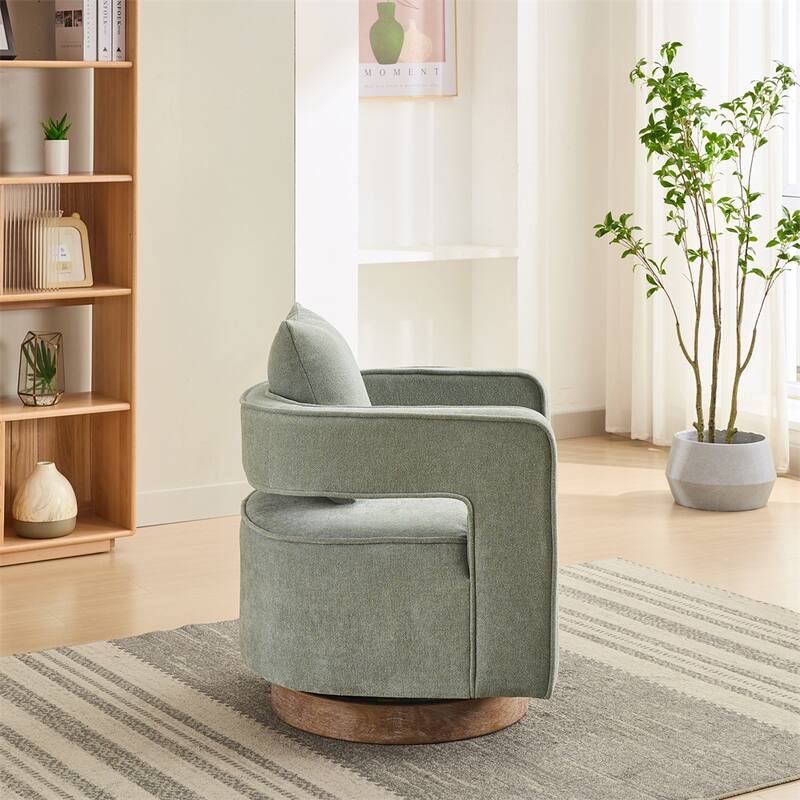 29.1" Swivel Accent Chair with Weathered Wood Base