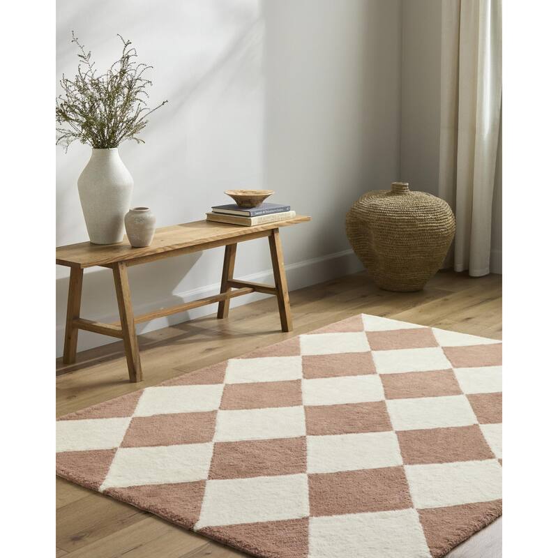 Livabliss Modern & Contemporary Wooly Geometric Washable Area Rug - 5' x 7' - Rust/Cream