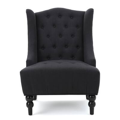 High Back Tufted Single Sofa, Fabric Upholstered Armrest Reading Chair, Vintage Living Room Chair With Wooden Legs