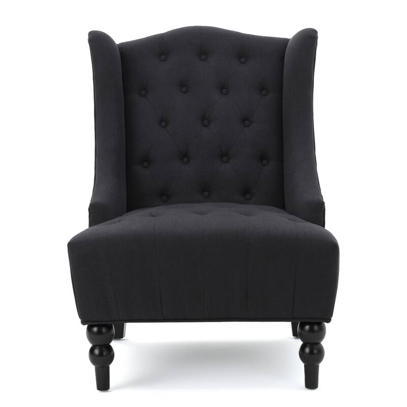 Modern 27.5" High Back Upholstered Button Tufted Club Chair with Rubber Wood Legs