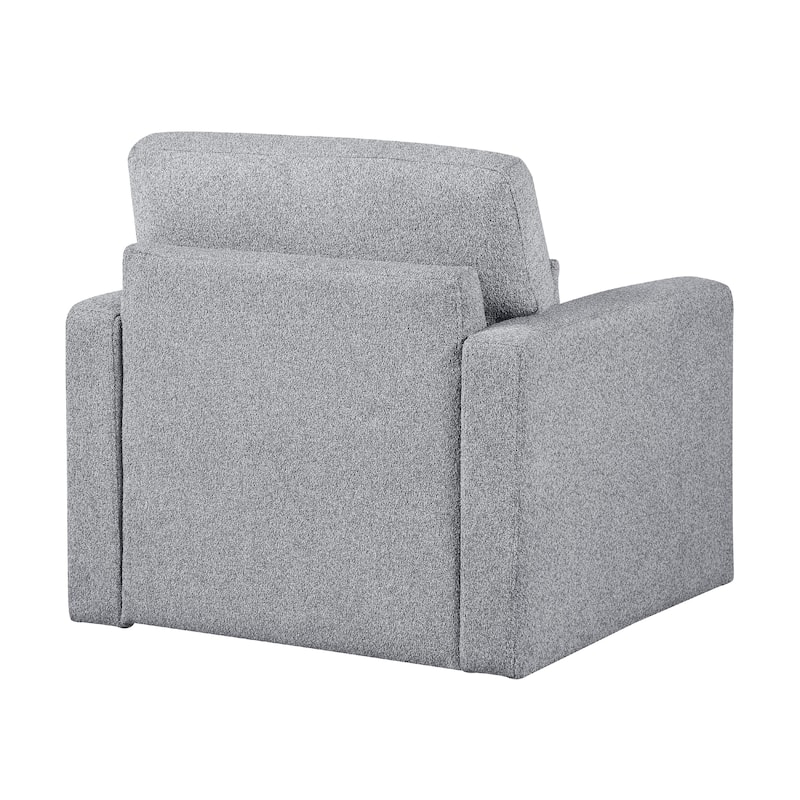 Ompa Swivel Armchair with Lumbar Pillow, Cloud Gray Boucle