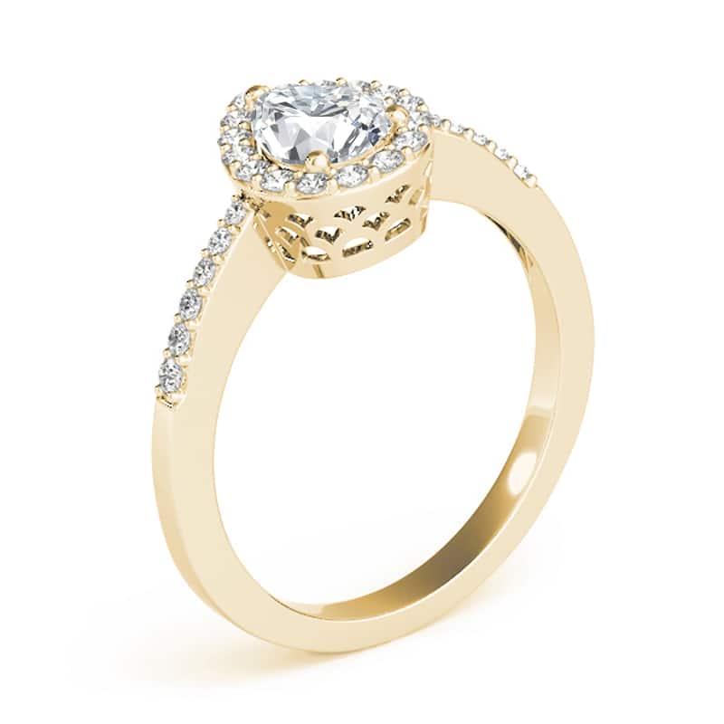 Auriya 14k Yellow Gold Lab Grown Pear Diamond Halo Engagement Ring 0.50 to 5.00 ct. tw. (F-G VS)
