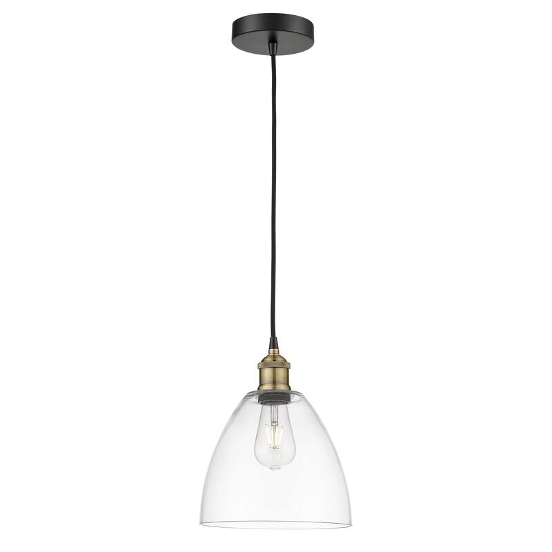 Innovations Lighting Edison Dome - 1 Light 9" Cord Hung Mini Pendant - Clear/Black Antique Brass