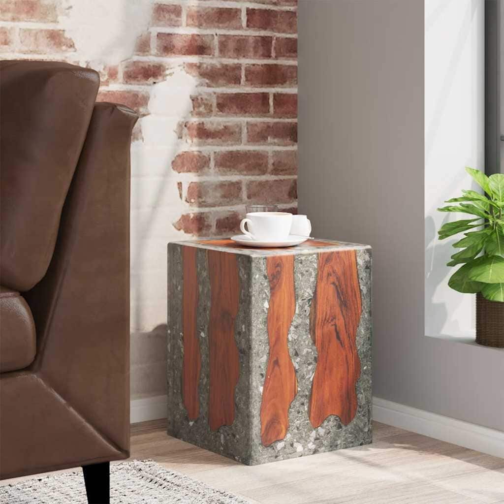 vidaXL Solid Teak Wood Stool, Small Side Table, Multicolor - 11.8" x 11.8" x 15.7"