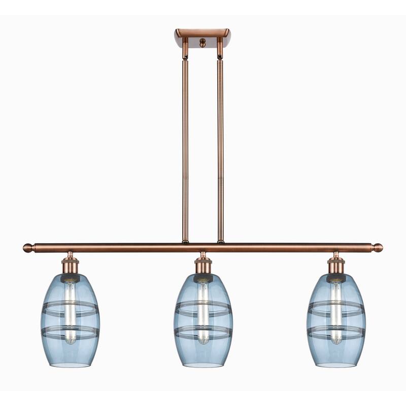Innovations Lighting 516-3I-9-36 Vaz Linear Vaz 3 Light 36" Wide - Antique Copper / Blue