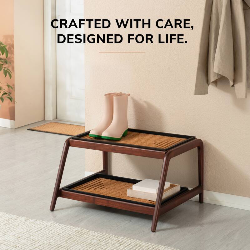 Jani Double-Tier Brown Stand 2-Pair Rubber Boot Trays