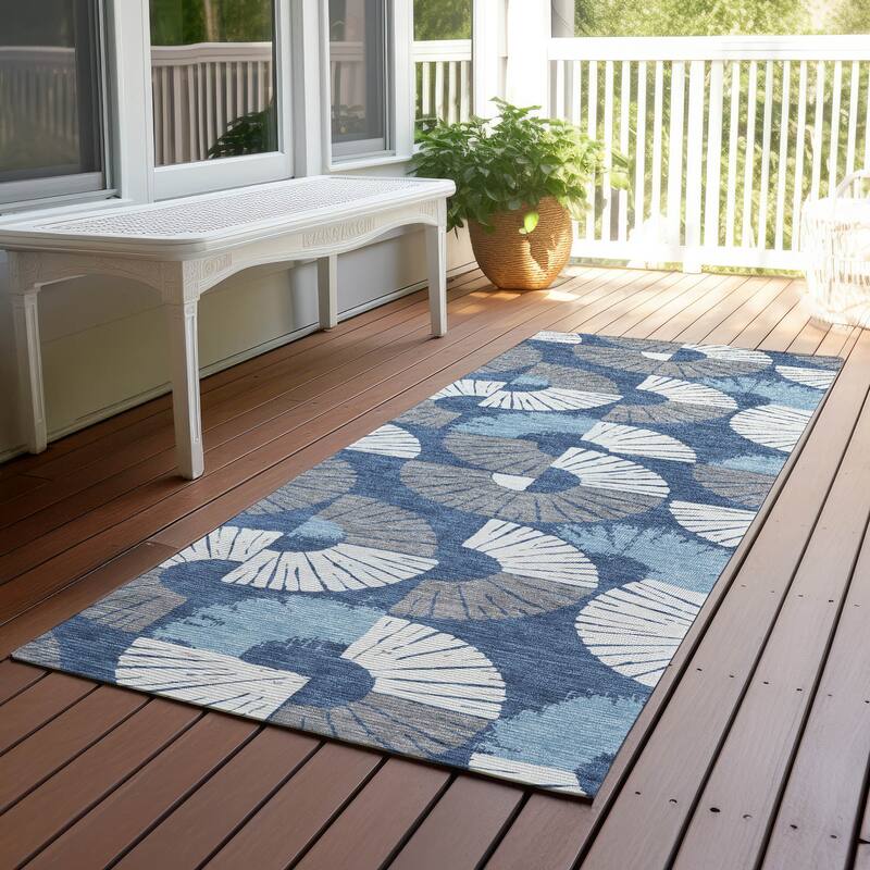 Machine Washable Indoor/ Outdoor Modern Jay Chantille Rug - Navy - 2'3" x 7'6"