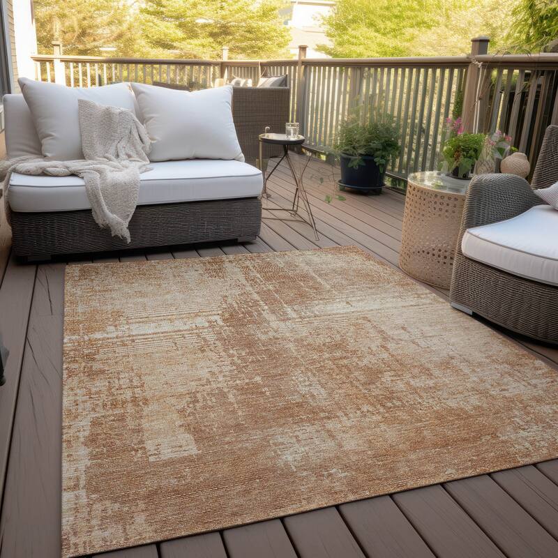 Machine Washable Indoor/ Outdoor Chantille Abstract Ombre Rug - Terracotta - 8' x 10'