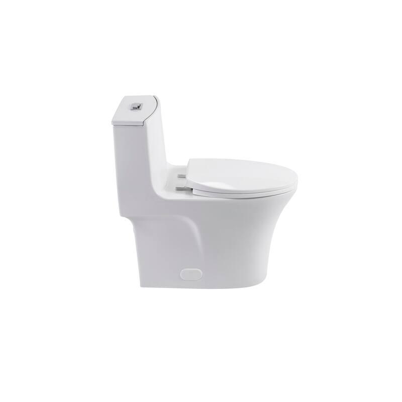 1.1/1.6 GPF Tornado Flush One-Piece Toilet Elongated, Siphonic S-trap 12",Button on Tank top,Chair Seat ADA Height 17"