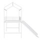 preview thumbnail 9 of 11, Useful Design Metal House Loft Bed With Two-sided writable Wooden Board, Twin Size, White