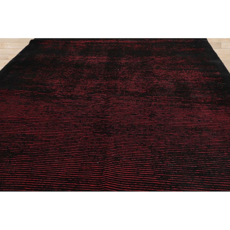 Hand Knotted Tibetan Black Tibetan Wool Traditional Oriental Area Rug - 5' 8'' x 8' 7''