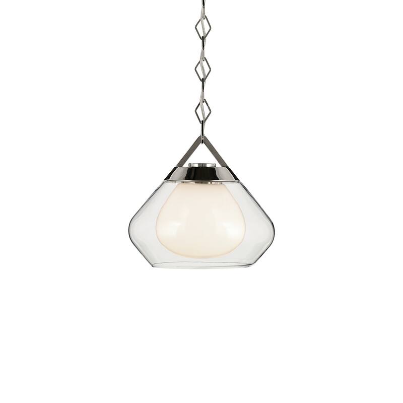 Kichler Lighting Nella 12 Inch 1 Light Pendant with Clear Outer Glass with Opal Interior Glass in Polished Nickel