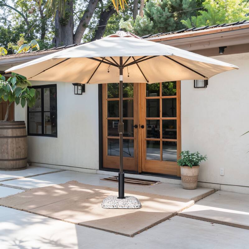 Pellebant Outdoor Patio Square Umbrella Base Concrete-Cobble Finish - N/A