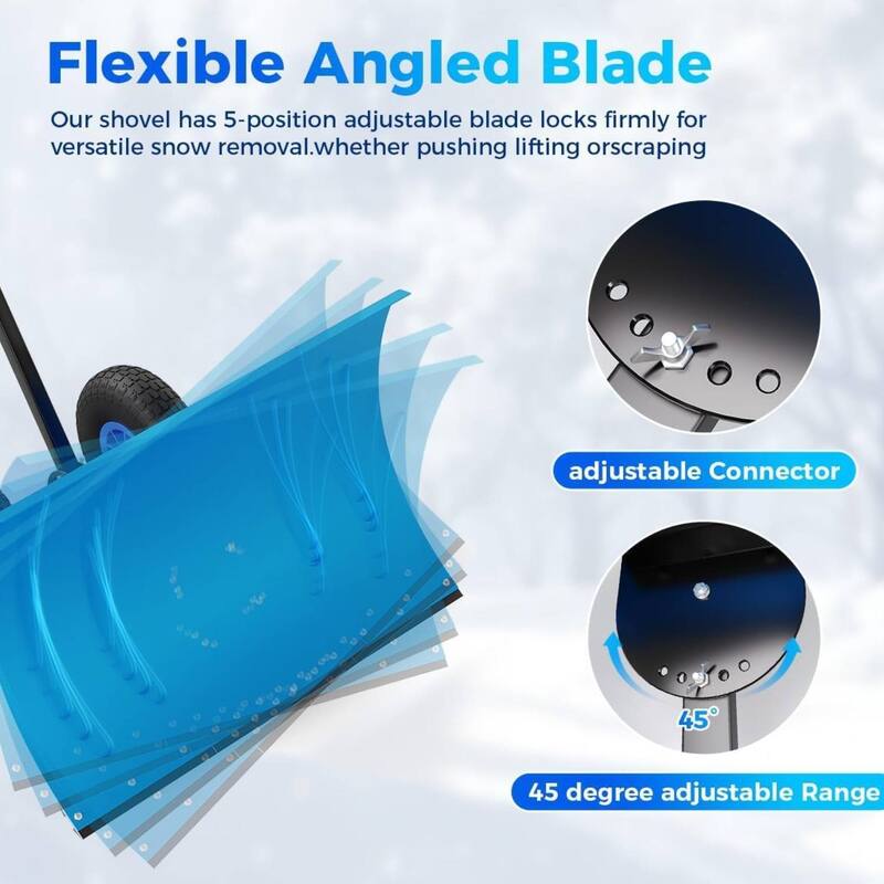 Heavy Duty Single Rod 20 * 29 Inch Wheeled Snow Shovel