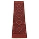 preview thumbnail 3 of 7, ECARPETGALLERY Hand-knotted Tajik Caucasian Dark Red Wool Rug - 2'1 x 8'2
