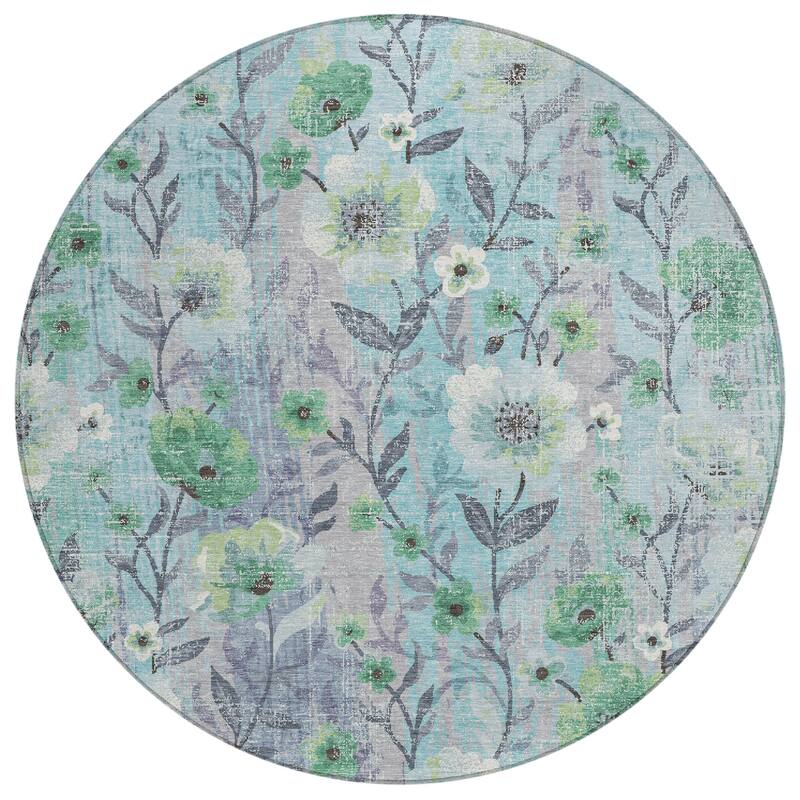 Machine Washable Indoor/ Outdoor Floral Joy Chantille Rug