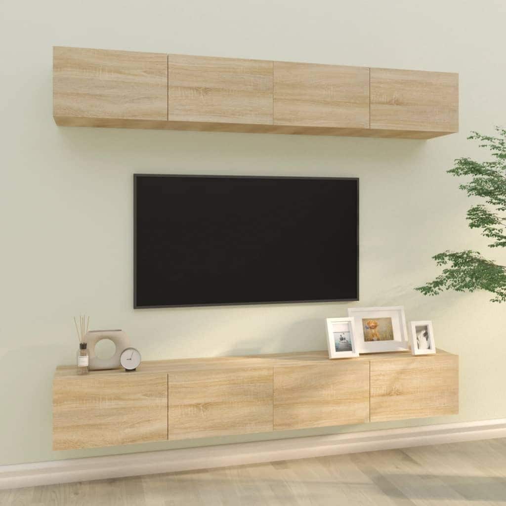 vidaXL Wall TV Cabinet Set of 4 Sonoma Oak Engineered wood - 11.8 x 39.4 x 11.8 in