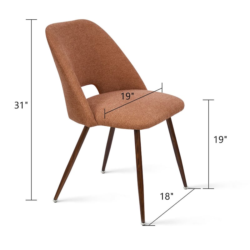 Upholstered Modern Cutout Back Dining Chair with Walnut Leg（Set of 4)