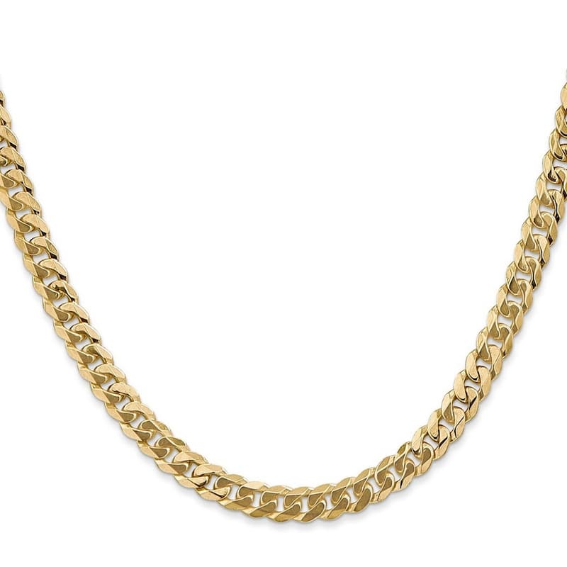 Curata 10k Lobster Claw Closure 5.75mm Flat Beveled Curb Chain Bracelet