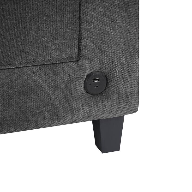 Oversized Corner Sectional, Modern U-Shaped Sectional Sofa with Built-in Storage Boxes and Dual Cup Holders, USB Ports, Pockets