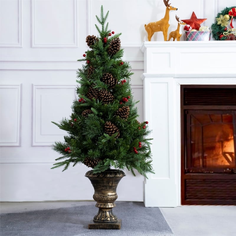 4FT Realistic-looking Compact Artificial Christmas Tree for Small Spaces - Green - 4 Foot
