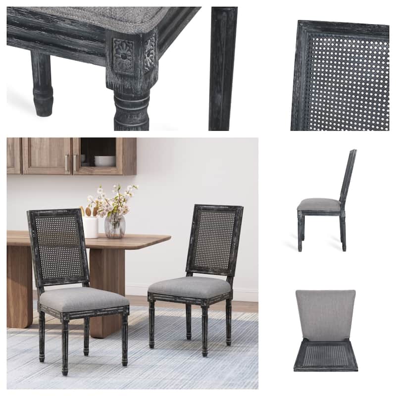 French Country Dining Chairs with High-quality Upholstery and Wood Legs (Set of 2)