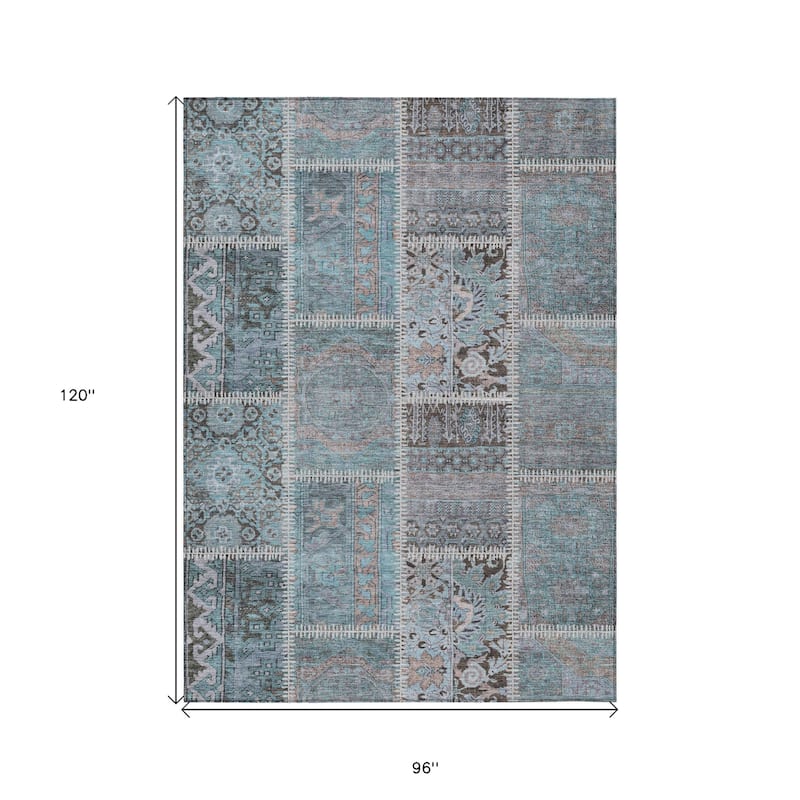 HomeRoots Patchwork Transitional Rectangle Outdoor Rug