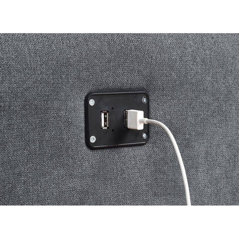 Toby 95-inch Gray Reversible Sleeper Sectional Sofa with Storage Chaise, Cup Holder and USB Ports - 95"W x 62"D x 36.5"H