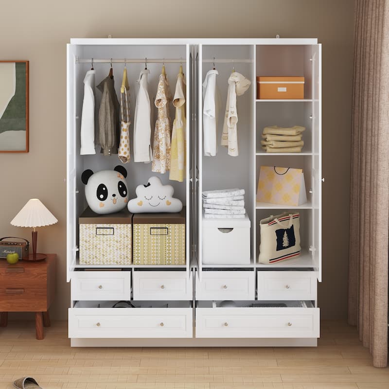 78.7"H Combo Twin Wardrobe Set Elegance Meets Utility Armoires Closet