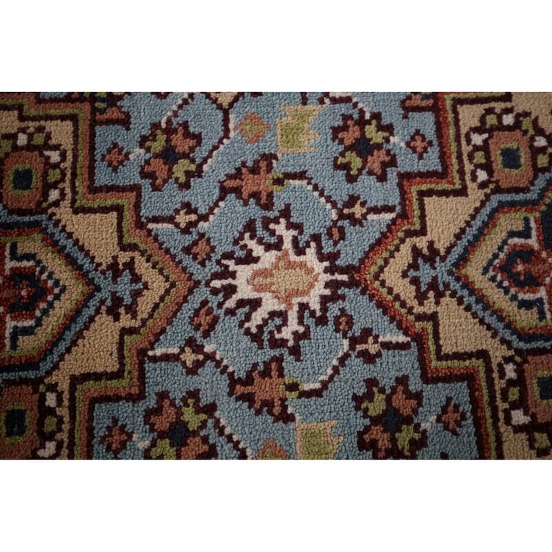 Light Blue Heriz Serapi Oriental Runner Rug Hand-Knotted Wool Carpet - 2'6"x 8'1"