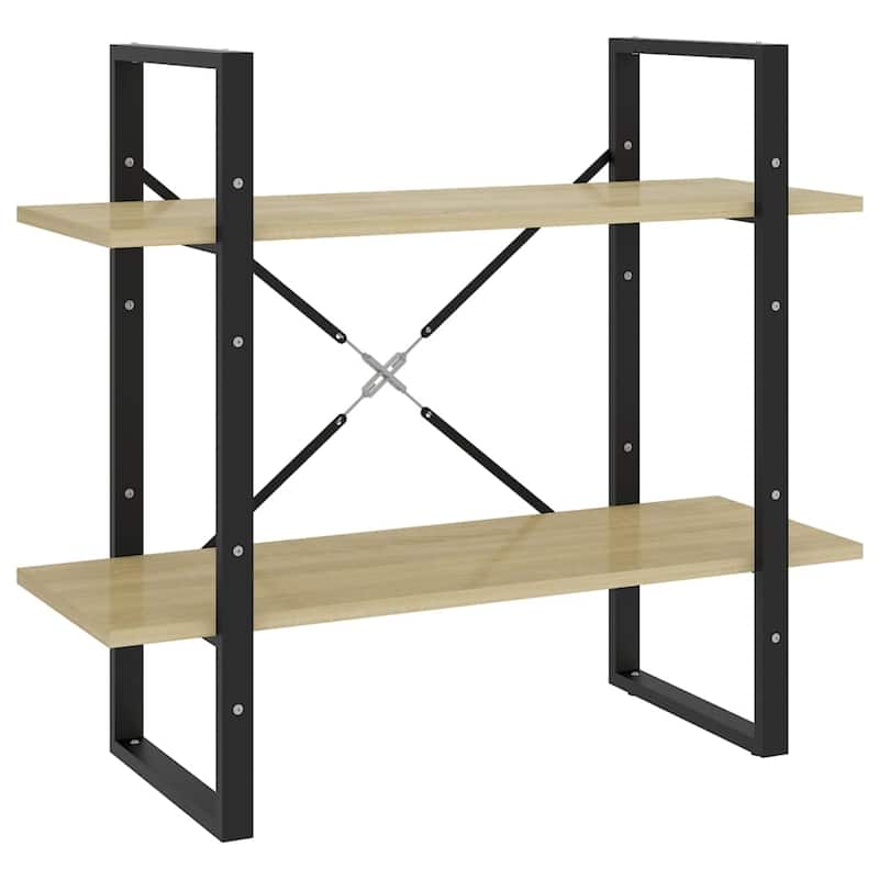 vidaXL 2-Tier Book Cabinet Sonoma Oak 31.5"x11.8"x27.6" Chipboard - 31.5" x 11.8" x 27.6" - 31.5" x 11.8" x 27.6"