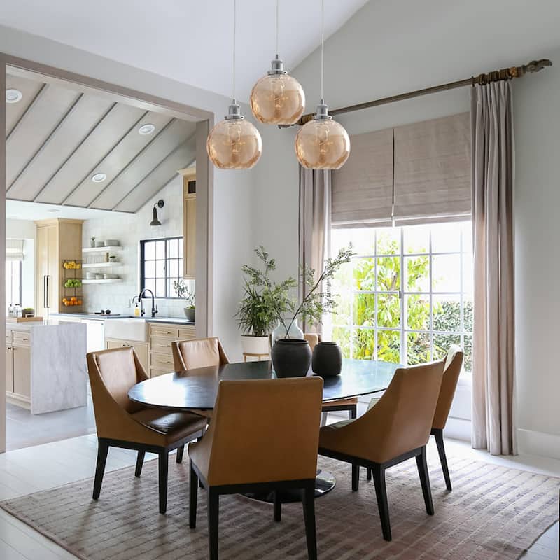 1-Light Semi Flush Mount Chandelier, Unique Single-Globe Pendant Light for Kitchen Island Living Dining Room Bedroom Study