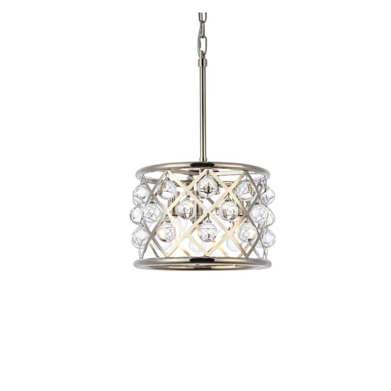 Royce Edge 3-Light Polished Nickel Pendant - polished nickel (royal cut clear crystals)